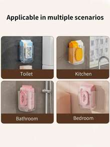 1pc Wet Wipe Storage Box, Wall Mounted Towel Rack, Suitable For Living Room, Kitchen, Bathroom & Toilet - Multicolor - View 5