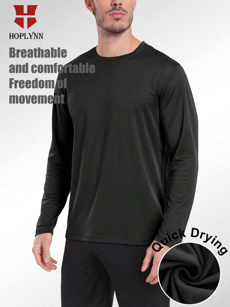HOPLYNN Men's Long Sleeve Shirts For Men Running Or Hiking Tee Shirts Workout T Shirts Casual