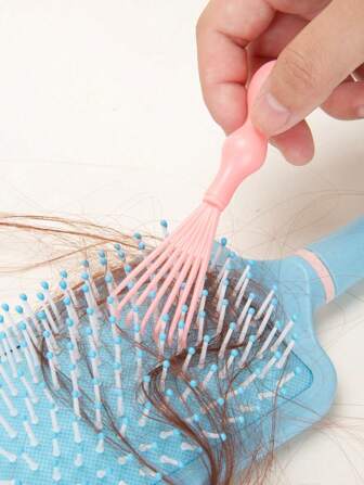 1 pezzo Pettine pulitore con sacchetto d'aria, spazzola per massaggio, strumento di pulizia per pettine con cuscino d'aria, strumento di pulizia a uncino per pettine, spazzola per districare i capelli, pulitore per spazzole per capelli, accessori per capelli, prodotti per capelli e accessori per barbiere, salone di bellezza, articoli essenziali da viaggio, articoli essenziali per il rientro a scuola, articoli essenziali per le vacanze, accessori per capelli per le donne