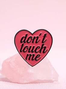 1pc "Don't Touch Me" Red Heart-Shaped Enamel Pins Women's Protection Metal Badge Brooch For Girls - Letter - View 5