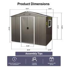 8ft X 6ft Outdoor Metal Storage Shed With Window Grey W540S00016
