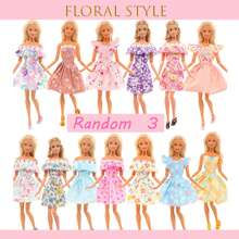 Clothes & Accessories For 30cm Dolls (Doll Not Included), 10pcs Set Including 3 Random Dresses, 3 Random Bags, 3 Random Necklaces, 1 Grooming Accessory - Multicolor - View 2