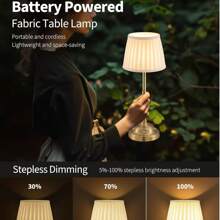 2 Packs Portables Cordless Table Lamp, Fabric Shade Desk Lamp, Rechargeable Battery Powered Lighting, Dimmable Light For Dining Room, Bedroom, Bedside, Bar, Night Light, Camping, Balcony - BZD-2PACK - View 6