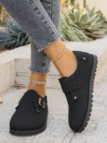 Sandalias planas casuales con diseño de hebilla ajustable para mujer