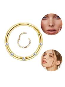 1 件不锈钢软骨耳屏耳环，8 毫米 10 毫米方晶锆石环形鼻环，身体穿孔首饰 - 無縫圈 - 查看 15