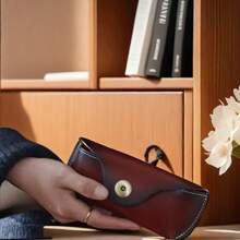 BAINESS 1 件男女通用复古鞣制真皮便携式旅行眼镜盒，手工真皮太阳镜/眼镜收纳盒，可配腰带 - A - 查看 5