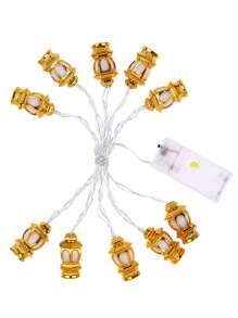 1 pièce Guirlande lumineuse dorée pour décoration domestique de 1,5 m/3 m. Lampe à huile décorative d'intérieur à piles, sous forme de lanternes, pour la décoration de la chambre, du mur, des mariages, des fêtes d'anniversaire, des tables à manger
