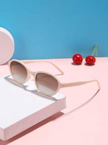 1pc Oval Full Frame Fashion Glasses For Teenagers 14-16Y, Casual Retro Style Suitable For Outdoor Activities And Daily Outfit - Multicolor - View 3