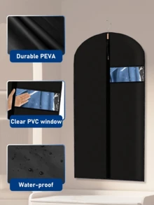 10-1pcs Black Garment Dust Cover, Hanging Clothes Bag, Waterproof Clothes Protector, Suit Garment Bag, Storage Bag, Essential For School, Office, Home - Black - View 5