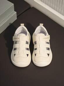 1 pereche de sandale cu vârful închis pentru copii mici, pantofi confortabili cu goluri pentru băieți și fete, vară - Bej - Vizualizare 2