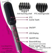 Brosse lissante, lisse mieux les cheveux que les produits normaux, convient à tous les types de cheveux, conception de peigne anti-brûlure, peigne à cheveux chauds pour des cheveux lisses sans frisottis - brosse fer à lisser en céramique, écran LCD, température réglable, utilisation mouillée et sèche, cadeau parfait pour les femmes