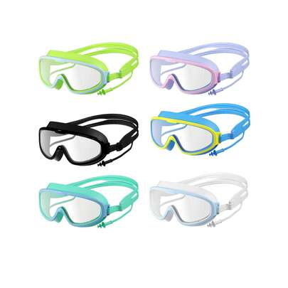 1pc Anti-Fog, Waterproof Silicone Earplugs & Goggles Set, Candy Color Swim Goggles For Men & Women, Suitable For Swimming Training And Leisure, Holiday Gift, Beach Essentials, Beach Accessories, Pool Float