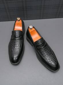 Versatile Classic Slip-On Shoes, Suitable For Driving, Commuting, Business, Formal Suits, American Style New Casual Leather Shoes For Men, Wedding Groom, Korean Version - Black - View 4