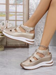 New Thick Sole Women Sandals, Casual Chunky Sole Anti-Slip Breathable Closed Toe Summer Flat Slippers