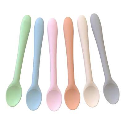6pcs Silicone Bendable Spoon Set, Silicone Starter Spoons For Baby, Help Babies Learn Self-Feeding, Safe Baby Flip Spoons, Encourage Independent Feeding, Suitable For Boys And Girls, Home Or Travel Use