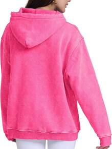 FAIABLE Mens Hoodies Oversized Unisex Wash Hoodie Heavyweight Fleece Vintage Cotton Sweatshirt Men Women Streetwear - 粉色 - 查看 4