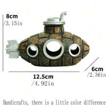 1 件沉船和潜艇水族馆装饰，鱼和虾的庇护所，虾、蜥蜴的隐藏洞穴，玻璃容器装饰