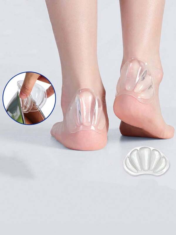 1 Paar durchsichtige Fersenschutzpolster, Silikonkomfort-Modeaccessoires mit Muscheldesign für Schuhe