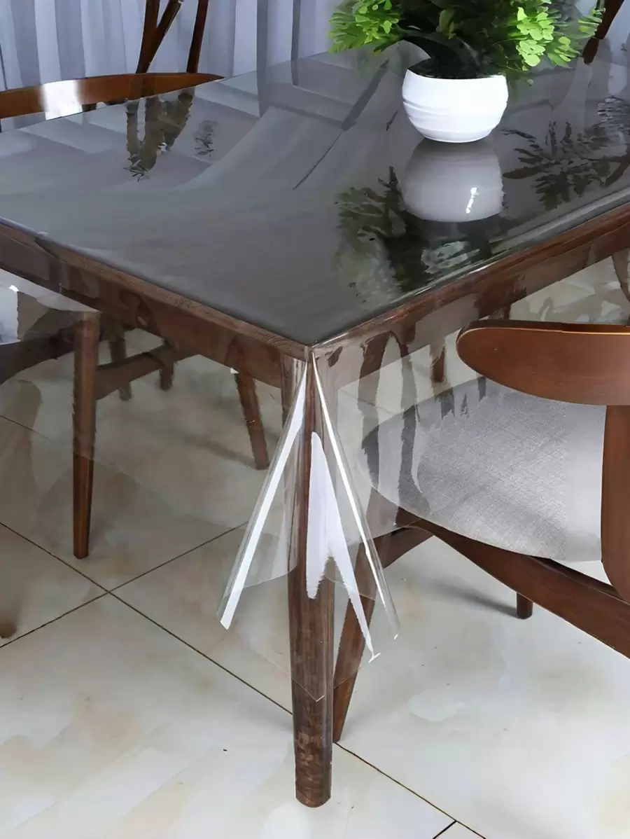 1pc Transparent Soft Plastic Tablecloth, Waterproof Rectangular Soft Table Cover, Easy To Clean, Soft & Transparent, Suitable For Dining Room, Living Room, Outdoor