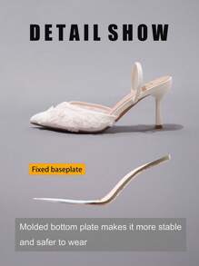 Fall/Winter 2025 New White Lace High Heels, Sexy Pointed Toe Slingback, Breathable Fashion Party Wedding Stilettos Sandals, Elegant, Mule - White - View 6