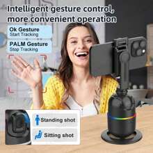 AXNEN AXNEN P03 Gimbal Handystabilisator mit KI Gesichtsverfolgung, 360 Grad Rotation, Schreibtisch-Selfie-Ständer kompatibel mit iPhone 15 Pro Max und Android