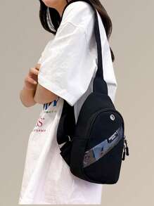 Canvas Sport Chest Bag Waist Bag Phone Bag Student Gift Bag - White - View 5