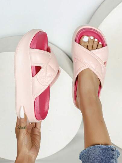 Women's Sandals Slippers Summer Beach Shoes, Fashion Non-Slip Flip Flops With Removable Soles, Cushioned, Durable, Round Toe Platform Thick Bottom Casual Slippers, Nordic Style Home Outdoor EVA Ladies Sandals