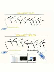 1 pièce Lampe de branche artificielle, lampe de branche de saule souple et flexible, alimentation USB avec 8 modes, 96LED/144LED, convient pour la décoration intérieure du salon et de la chambre à coucher, éclairage d'ambiance intérieur, fêtes, rassemblements, cadeaux d'anniversaire, décorations d'Halloween et de Noël