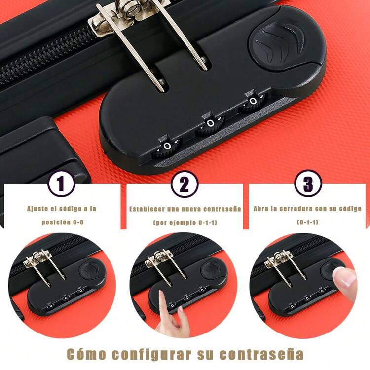 Set Juego 2 maletas Rigidas 18+20pulgadas Tsa Candado Maleta - Rojo - Añade 7