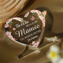 1pc 3.93inch Acrylic Heart Plaque – Heartfelt Gift For Grandma, Stepmom, Mamie – Perfect For Grandmother's Day, Birthday, Christmas – Unique Heart Decoration Gifts Graduation