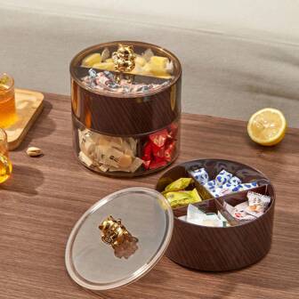 WORTHBUY 1 件带盖多层分隔食品储存盒，可堆叠塑料糖果零食储存收纳盒，密封防潮坚果干果容器，带隔层，家居装饰，适用于厨房和客厅食品储存收纳盒