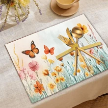 1/4/6 stuks Floral & Butterfly Series Retro Decoratief Patroon Polyester Linnen Placemats, Tafelmatten, Warmte-isolatie Pads Voor Keukendecoratie, Eettafel, Tafelsetting in Westerse Stijl