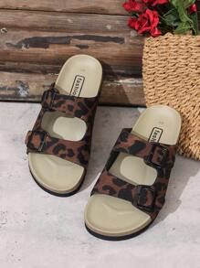 Ultra-Light Thick Flat Soft Bottom Leopard Print Sandals For Beach, Outdoor, Home, Elevating
