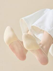 4 Pares/paquete Calcetines Invisibles De Media Pierna Para Mujer En Verano, Calcetines Para Barco Sin Mostrar Con Correas