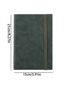 Thickened Diary Notebook A5, 128 Pages, Simple Design College Student Notepad, Lined Paper & Grid Paper Available,Thick Paper,  School & Office Supplies Back To School - Dark Green - View 5