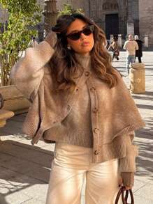 女装春夏新款斗篷设计针织外套简约时尚休闲日常