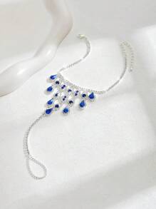 时尚镂空水滴水钻脚链，女士海滩派对婚礼首饰