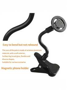 1pc Universal 360° Rotating Magnetic Mobile Phone Holder, Strong ABS Resin Slouchy Bracket, Suitable For Office Desk, Meeting Table, Car - Multi-Directional Chair Clamp Stand