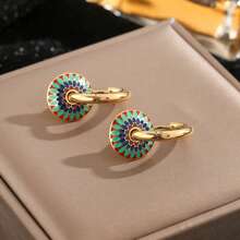 Vintage Enamel Daisy Patterned Titanium Steel Non-Fading Jewelry Set For Women: Necklace - Retro - View 2