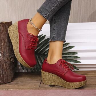 Korean Style Platform Shoes Women Casual Shoes Wedge Heel Comfortable Mom Shoes Flat Non-Slip Thick Sole Sneakers Spring Autumn New Arrival