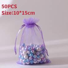 10/50/100pcs Medium Size: 10*15cm Organza Gift Packaging Bags, Wedding Candy Bags, Wedding Favor Bags, Gift Packaging Supplies, Organza Bags For Wedding & Celebration Gift Packaging - Multicolor - View 53
