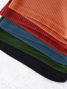 10pcs/Set Boys Casual Solid Color Waffle Knit Soft & Comfy Short Sleeve T-Shirt And Shorts Set, Outdoor Leisure Wear, Spring/Summer - Multicolor - View 6