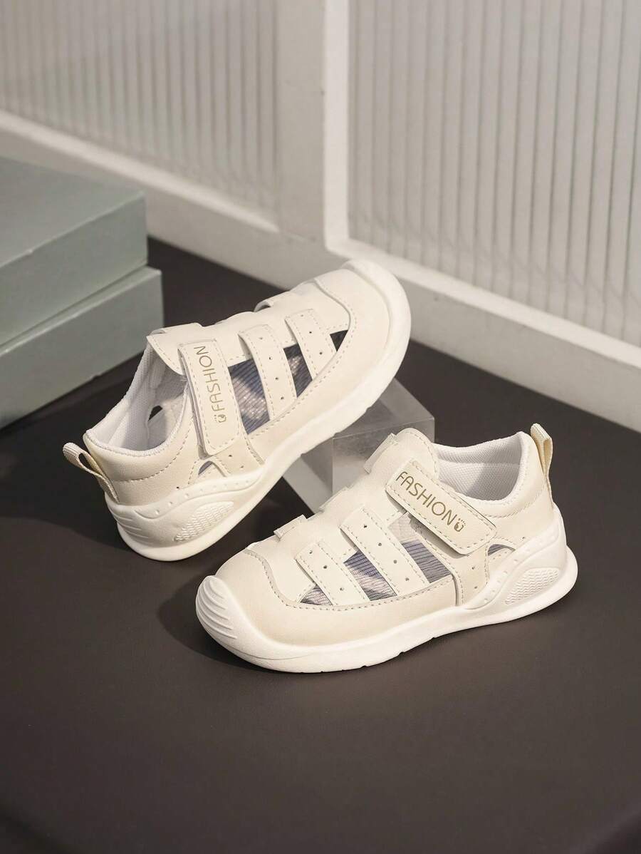 1 pereche de sandale cu vârful închis pentru copii mici, pantofi confortabili cu goluri pentru băieți și fete, vară - Bej - Vizualizare 1