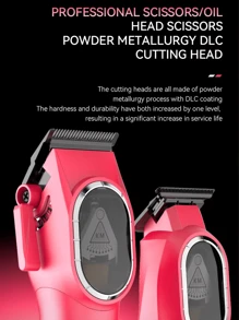 Máquina de cortar el pelo profesional KEMEI Km-8502, cortapelos eléctricos inalámbricos con cuchillas de carburo de diamante - Rosa - Ver 5
