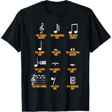Musical Notes Symbol Definition - Humor Musician T-Shirt, 100% Cotton Short Sleeve Classic Heavy Top - 黑色 - 查看 1