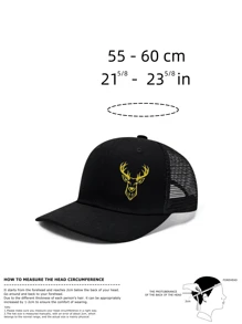1pc Deer King Print Cnotrast Mesh Cap Summer Baseball Cap Outdoor Breathable Street Hat Trucker Cap Adjustable Head Circumference High Quality - DEER - View 5