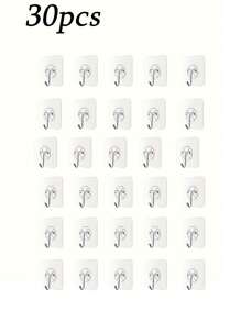 20pcs Strong Adhesive Clear Wall Hooks - Casual Style, Easy To Install, No Drilling Required, Plastic Heart Shaped Utility Hooks For Kitchen And Bathroom Bathroom Organizer Bathroom Decor Fall Decor Back To School