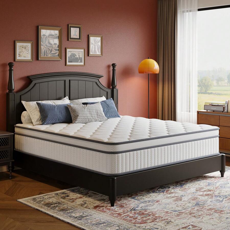 10/12/14 Inch Full Queen King Mattress In A Box, Gel Memory Foam Hybrid Mattress With Individually Pocketed Springs, Pressure Relief, Medium Firm Feel - 白色 - 查看 1