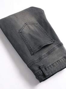 Men's Slim Fit Distressed Denim Jeans - Grey - View 5