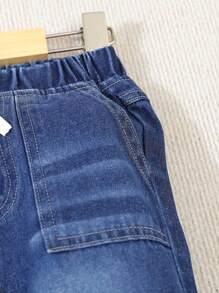 2 pezzi/Set Camicia a quadri con cappuccio per bimbi maschi abbinata a pantaloni di jeans con tasche laterali stile strada cool